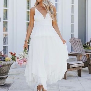 Coastal chic white tiered dress from magnolia boutique